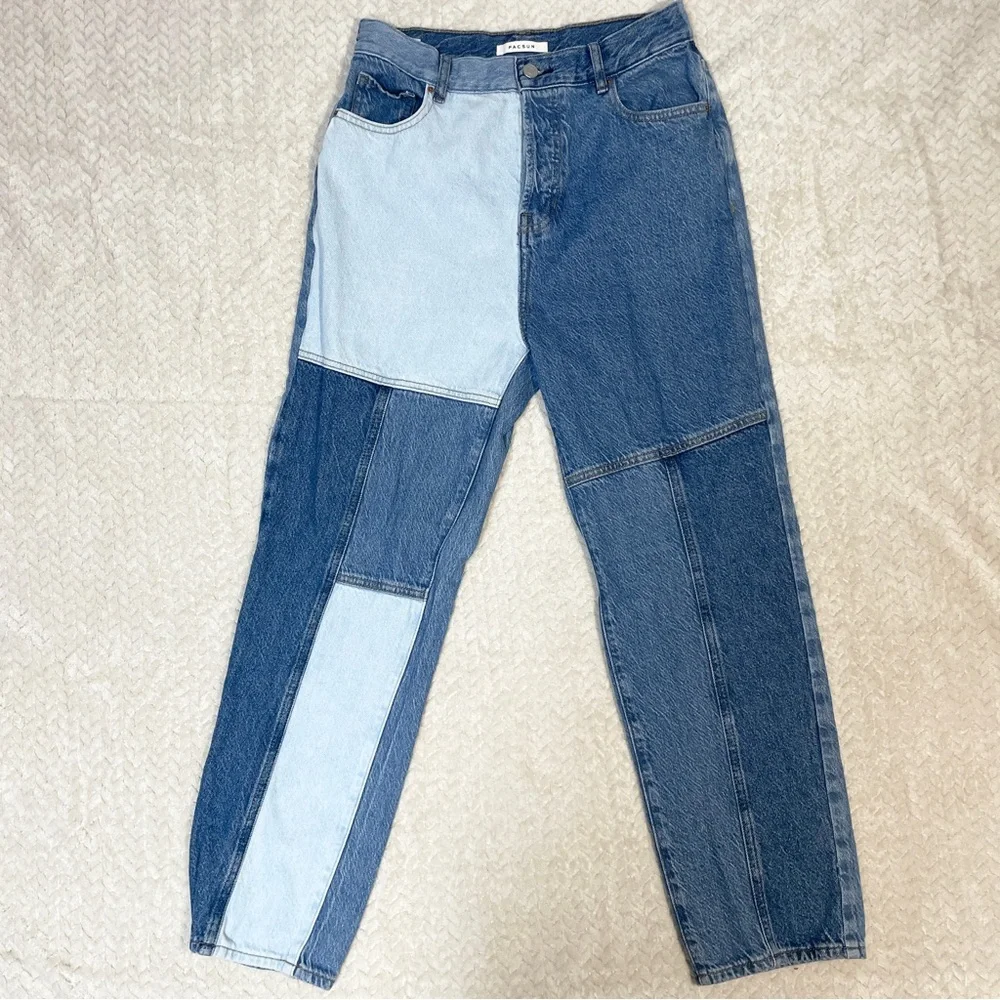PacSun Patchwork High Waisted Straight Leg Jeans women’s size‎ 28